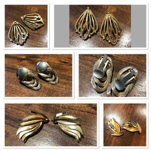 3 pairs of Vintage gold plated earrings, measures between 1.25”-1.5”